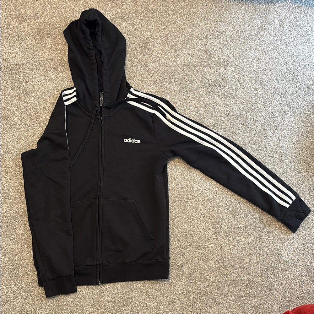 Adidas Black and White Zip-Up Jacket